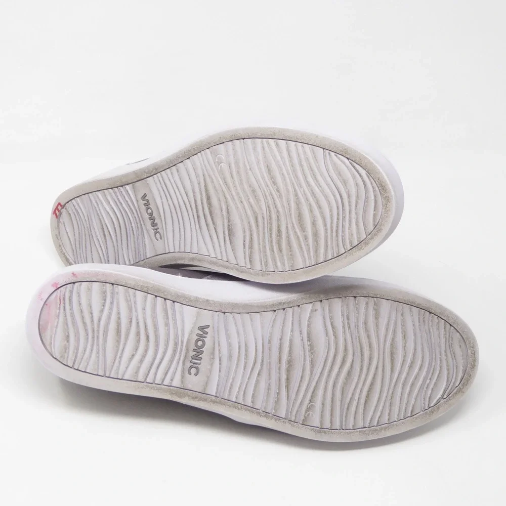 Vionic Women Slip On Sneakers Shoes Gray Leather Demetra Orthotic Size 9 - Picture 6 of 9